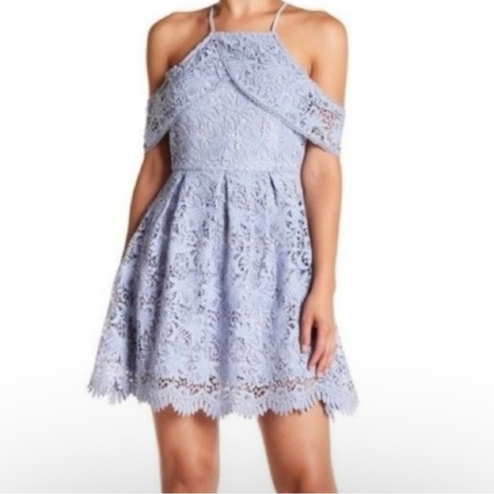 JOA × revolve lace cold shoulder dress